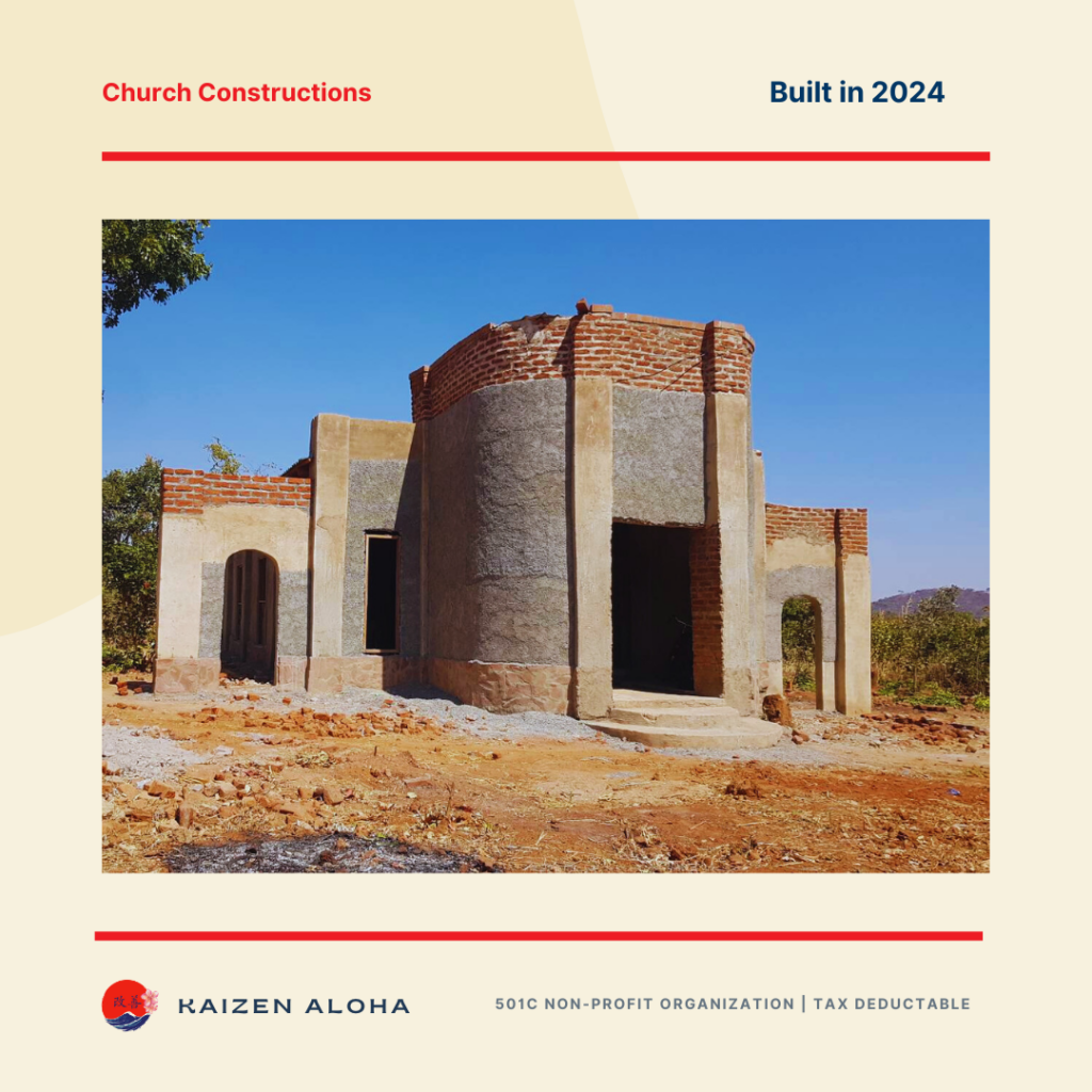 Church construction Zambia Aloha Church exterior 2024 - Kaizen Aloha