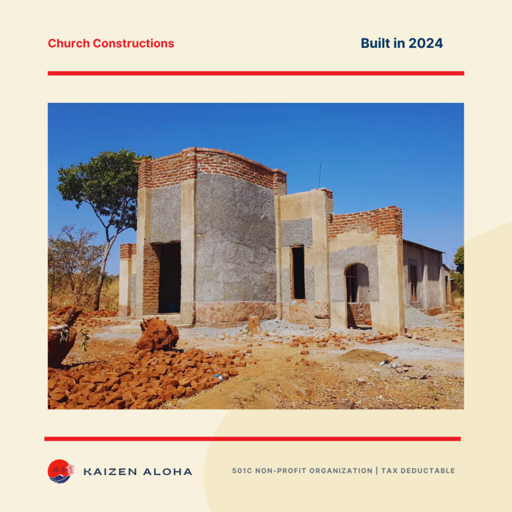 Church construction Zambia Aloha Church exterior 2024 - Kaizen Aloha