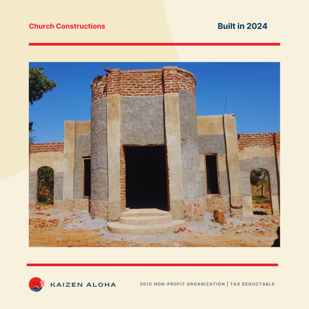 Church construction Zambia Aloha Church exterior 2024 - Kaizen Aloha